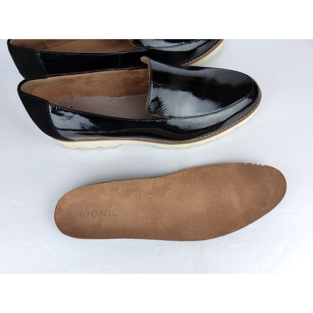 Vionic Kensley Loafers Women 8 Black Patent Leather Lug Sole Comfort Shoes - Picture 12 of 14
